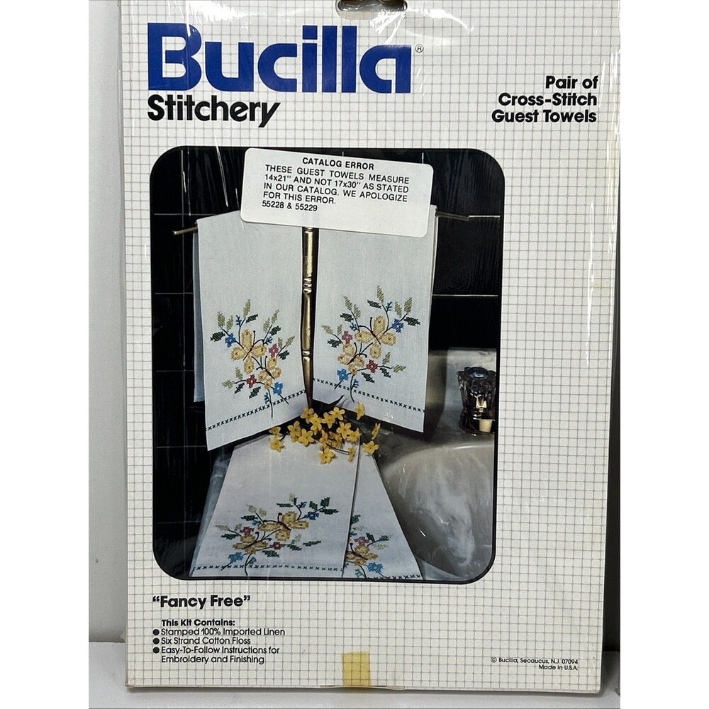 Bucilla Cross Stitch Kit Fancy Free Towel Butterfly Married To Your Bestfriend - Picture 2 of 4